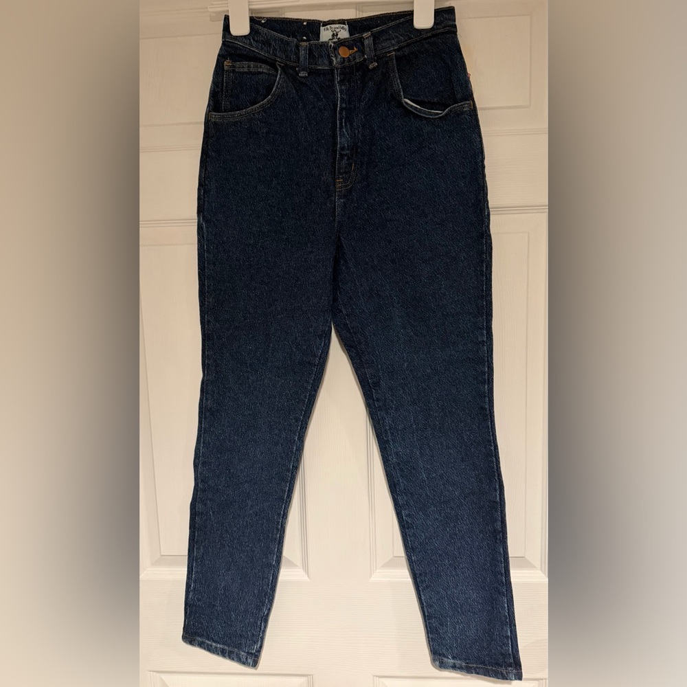 Women’s vintage dead stock Blue Jeans with ankle zipper and bow